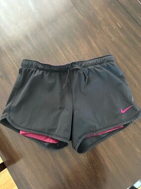 Nike Women's Black Running Shorts with Pink Accents